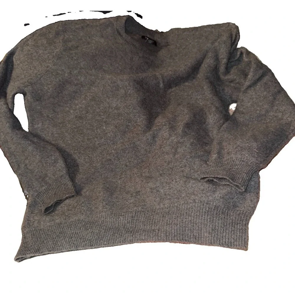 Isaac Mizrahi Men's 2ply 100% Cashmere Crew Neck Sweater Large Gray